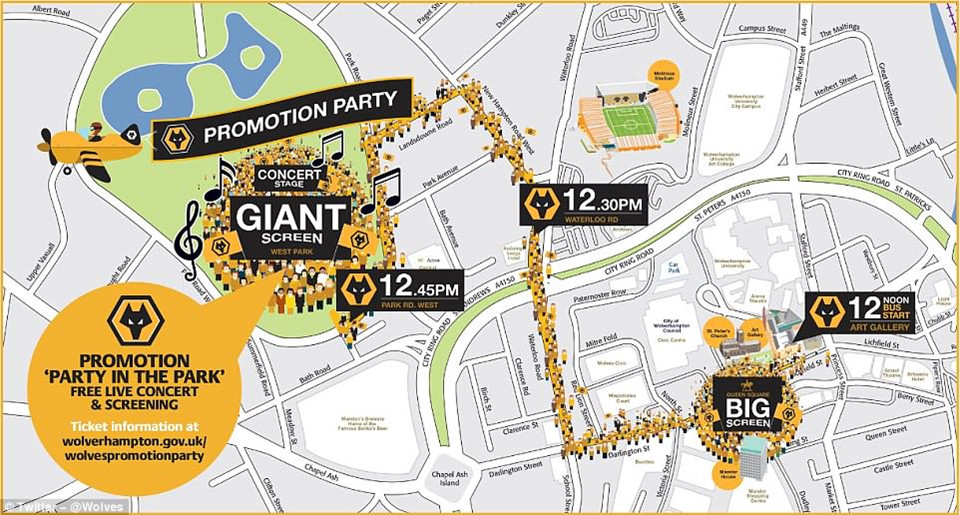 Đường phố chuyển màu vàng ngày Bầy sói trở lại Premier League